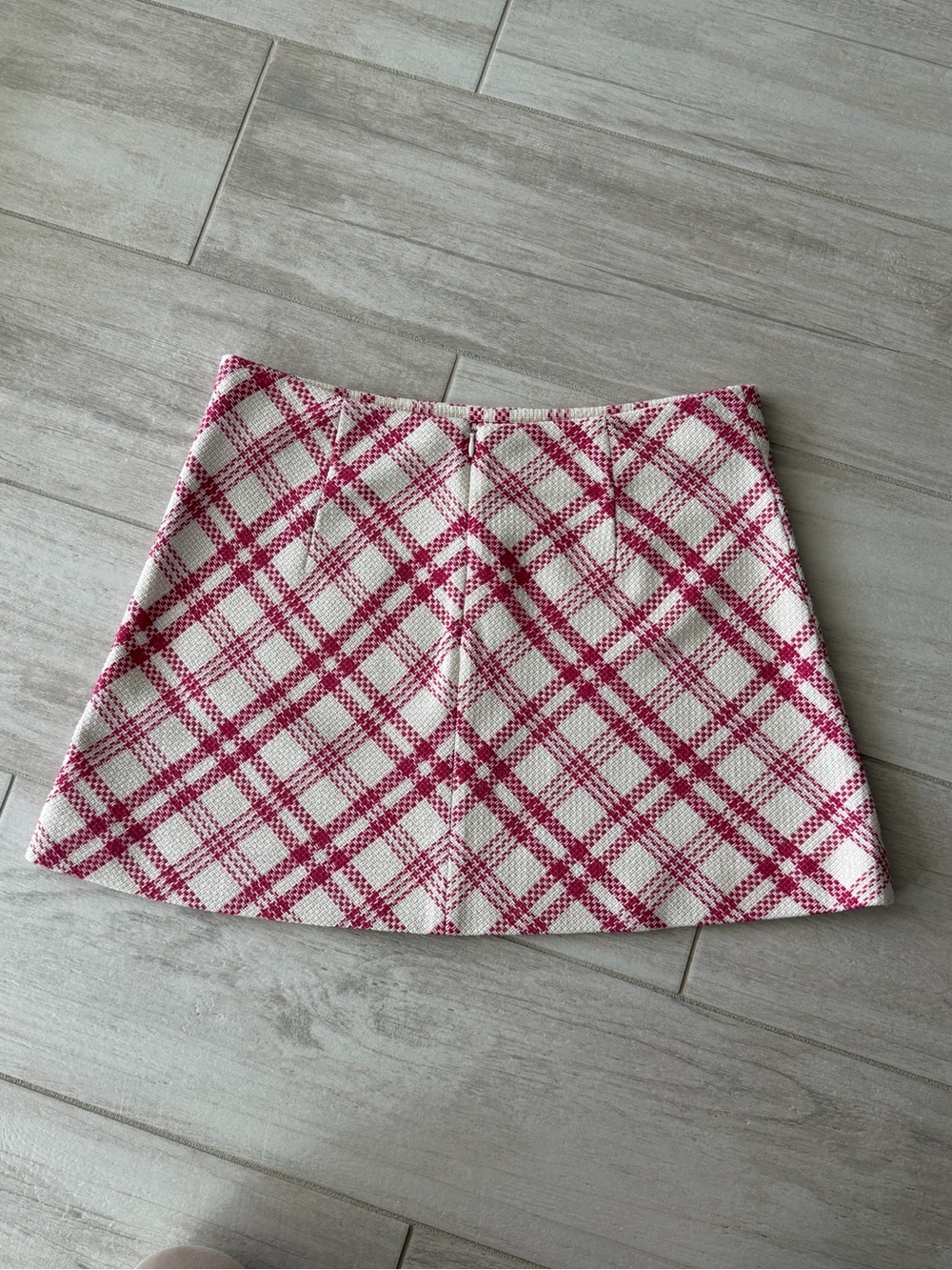 ZARA Pink & White Plaid Tweed Blazer + Matching Mini Skirt Set – Size L Like New - Picture 5 of 14